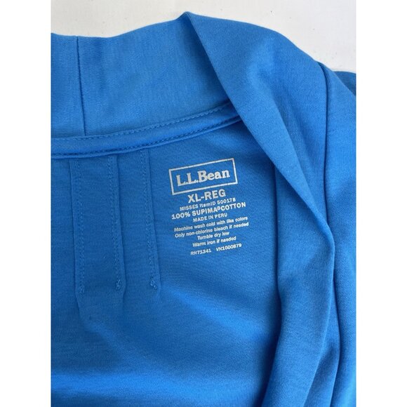 LL Bean Cardigan Open Pima Cotton Size XL Long Sleeve Pockets Turquoise Blue - Picture 3 of 11